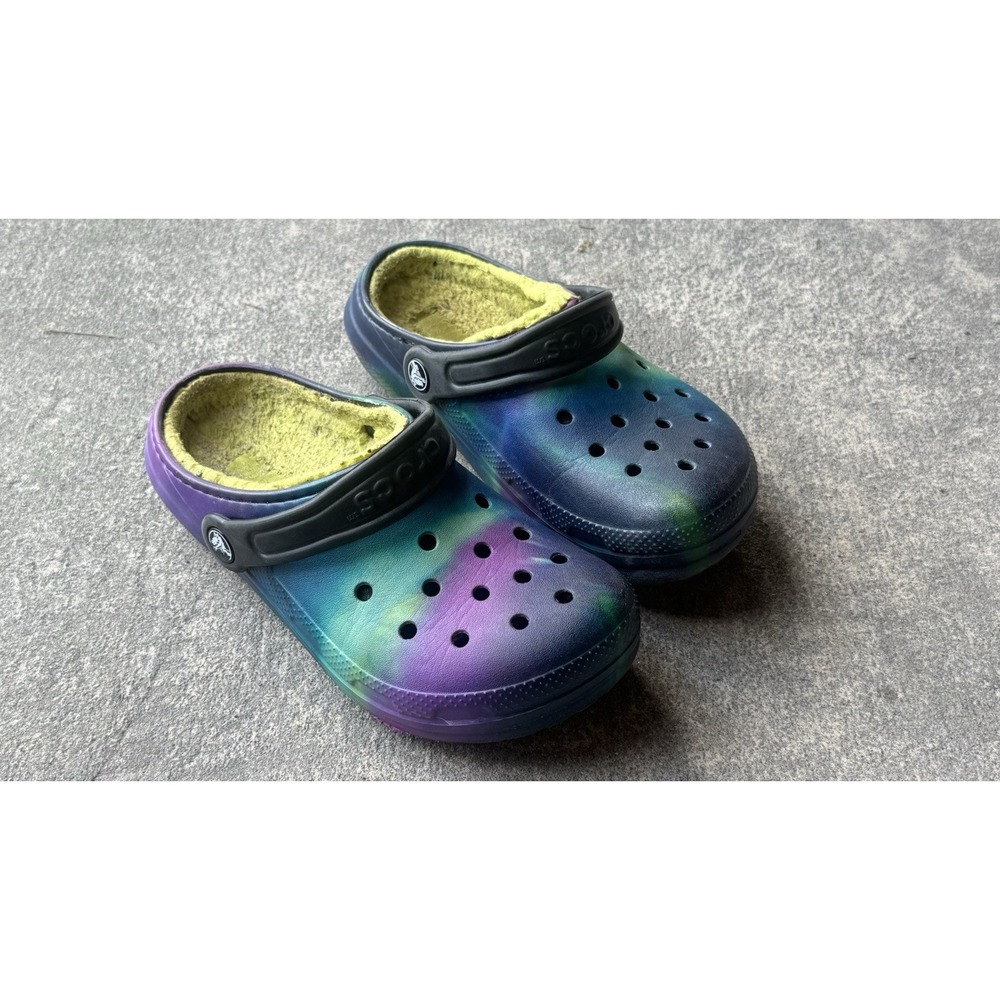 Crocs Kids Classic Lined Clog Multicolor Tie-Dye Shoes US J2